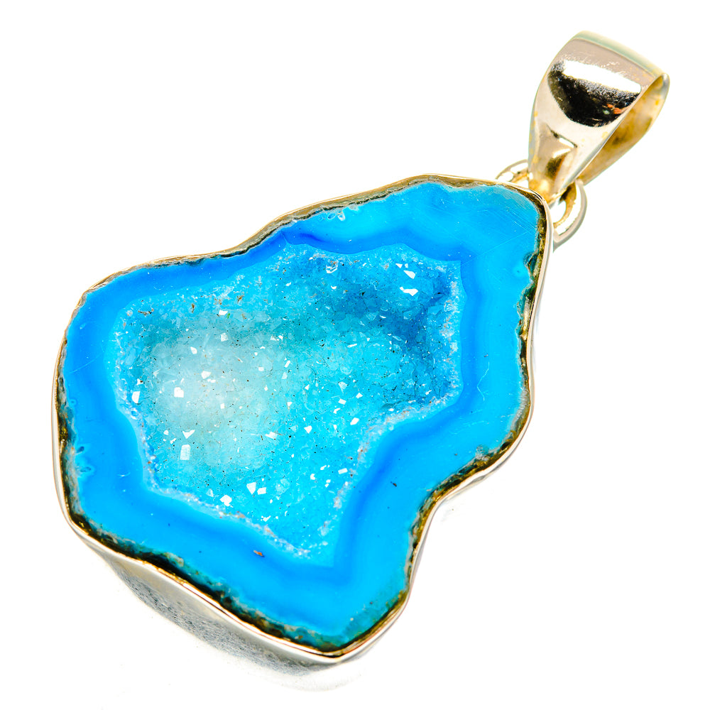 Blue Geode Slice Pendants handcrafted by Anasilvercos - PD10169
