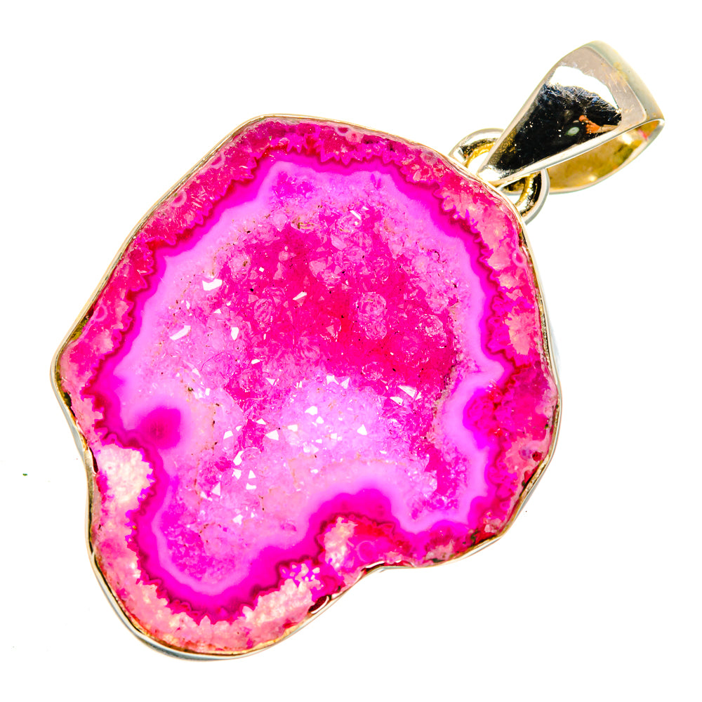 Pink Geode Slice Pendants handcrafted by Anasilvercos - PD10187