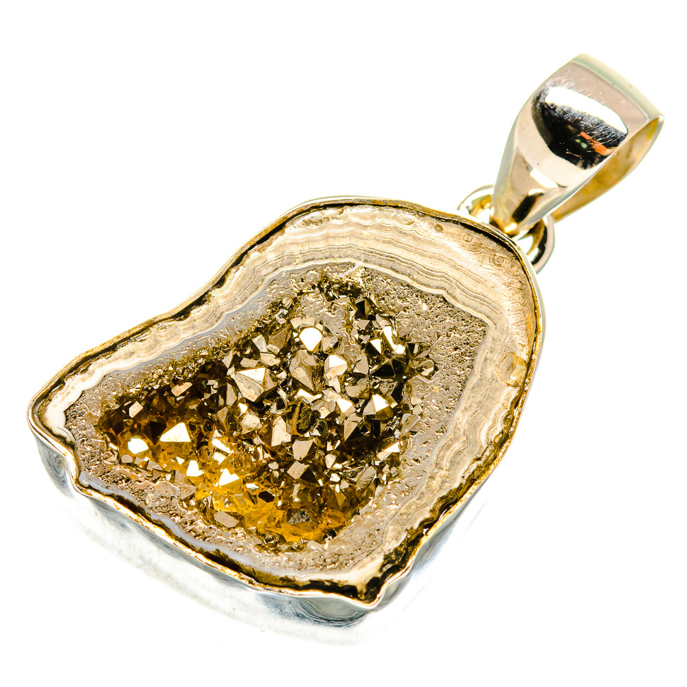 Pyrite Geode Slice Pendants handcrafted by Anasilvercos - PD10211