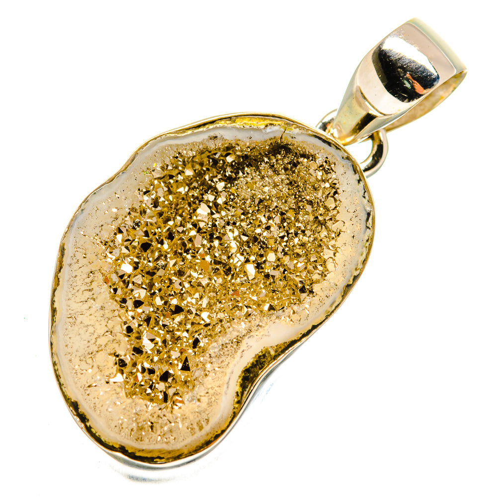 Pyrite Geode Slice Pendants handcrafted by Anasilvercos - PD10212