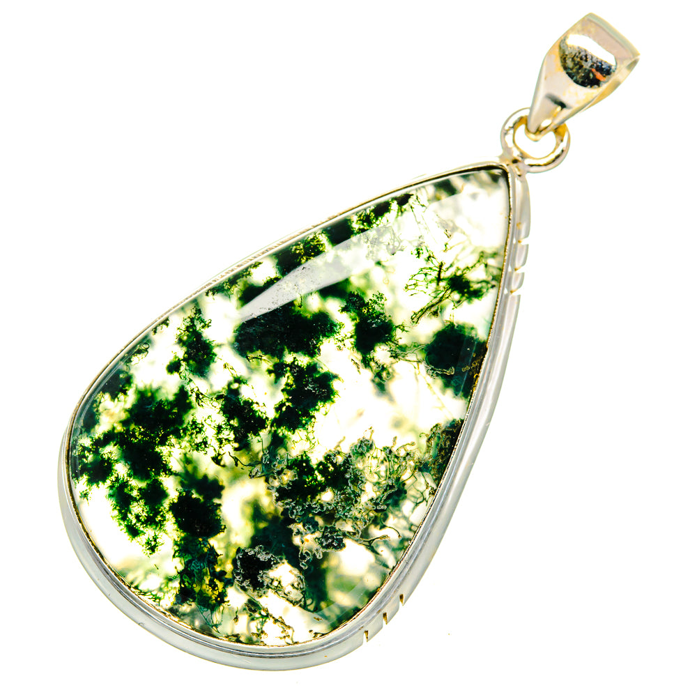 Green Moss Agate Pendants handcrafted by Anasilvercos - PD10316