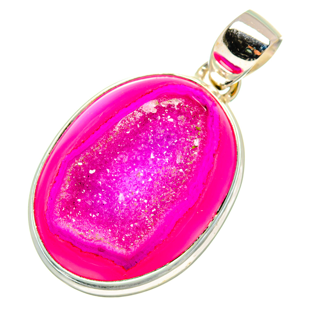 Pink Agate Druzy Pendants handcrafted by Anasilvercos - PD10319