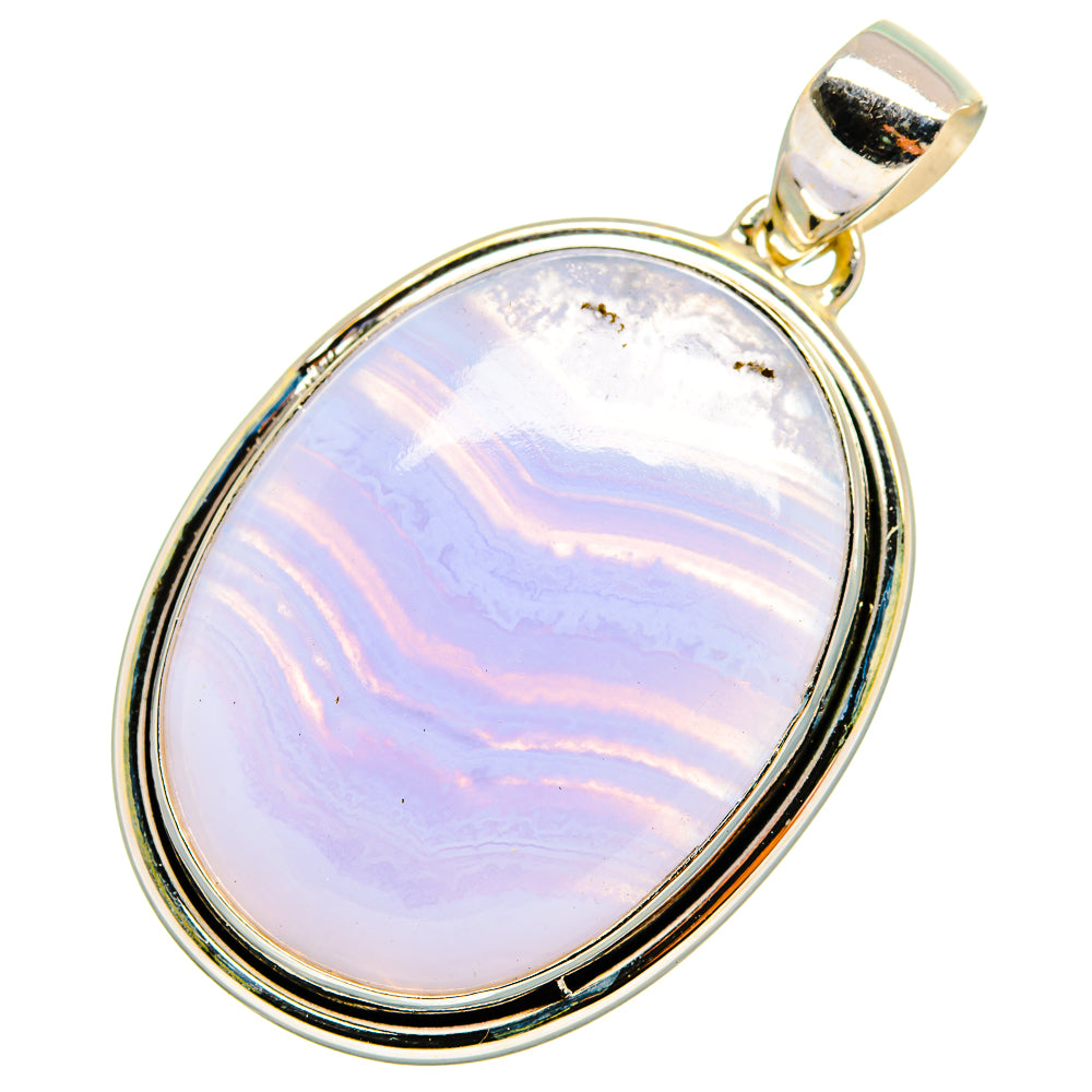 Blue Lace Agate Pendants handcrafted by Anasilvercos - PD10340