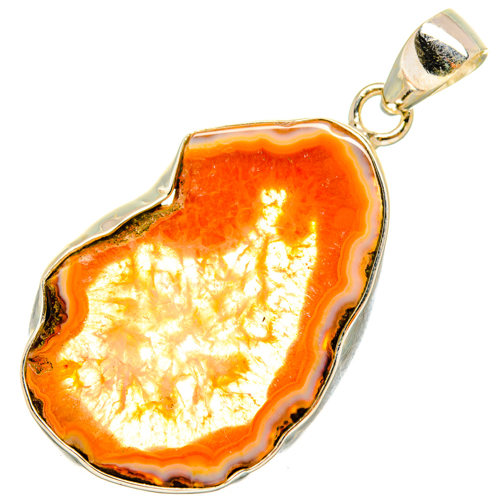 Orange Geode Slice Pendants handcrafted by Anasilvercos - PD10513