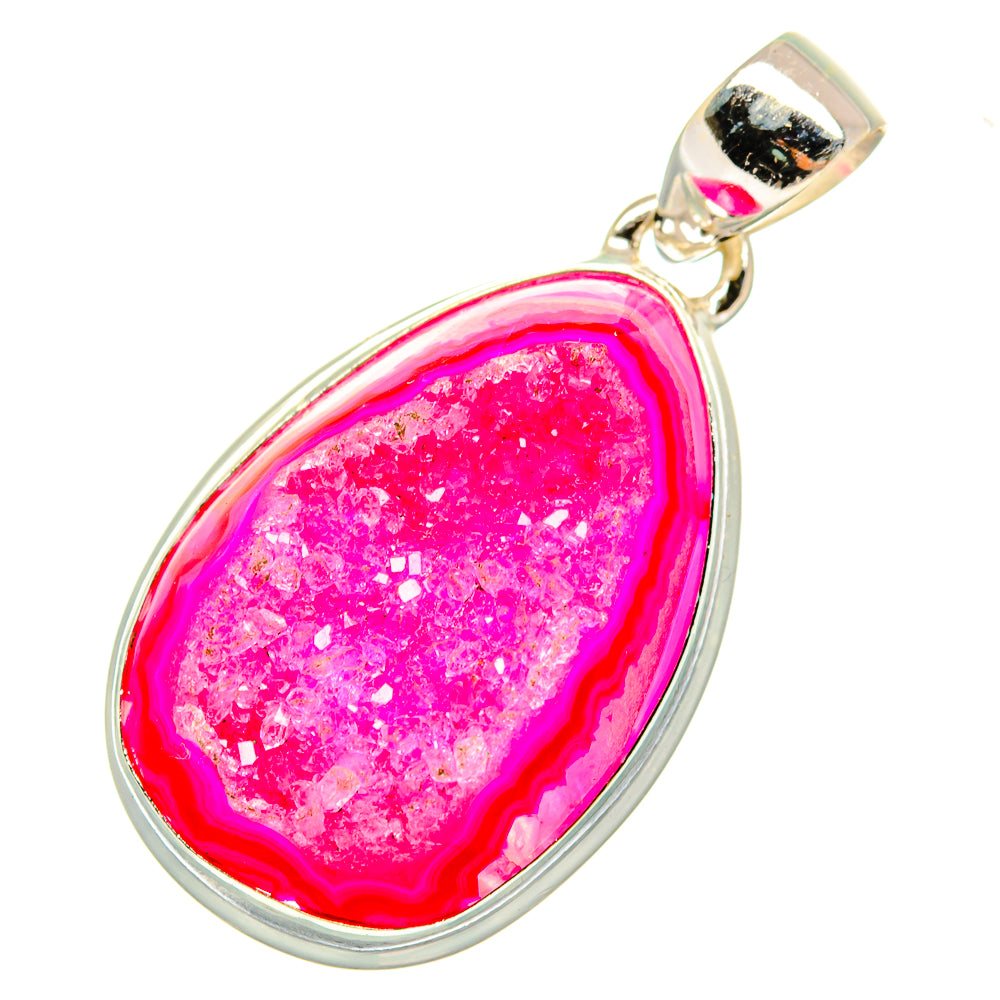Pink Agate Druzy Pendants handcrafted by Anasilvercos - PD10523