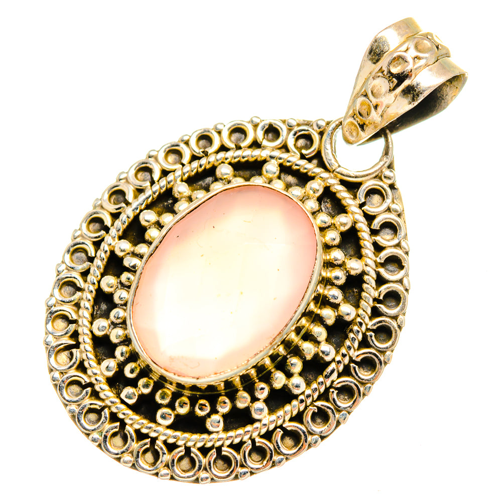 Rose Quartz Pendants handcrafted by Anasilvercos - PD10645