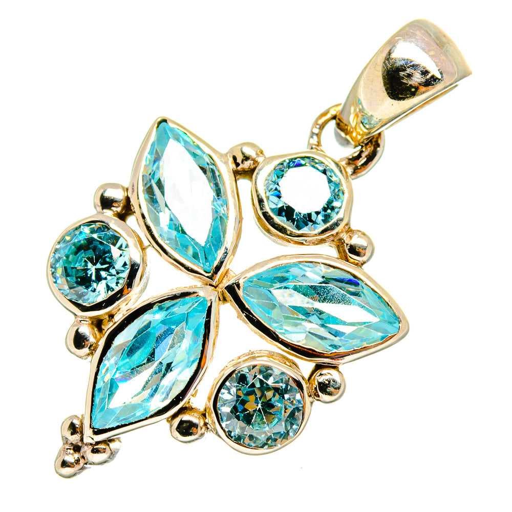 Blue Topaz Pendants handcrafted by Anasilvercos - PD10689