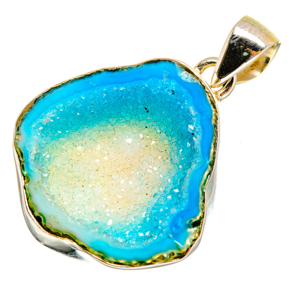 Blue Geode Slice Pendants handcrafted by Anasilvercos - PD10704