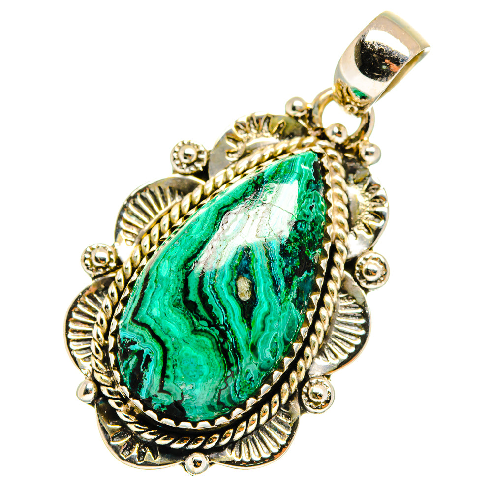 Malachite In Chrysocolla Pendants handcrafted by Anasilvercos - PD10752