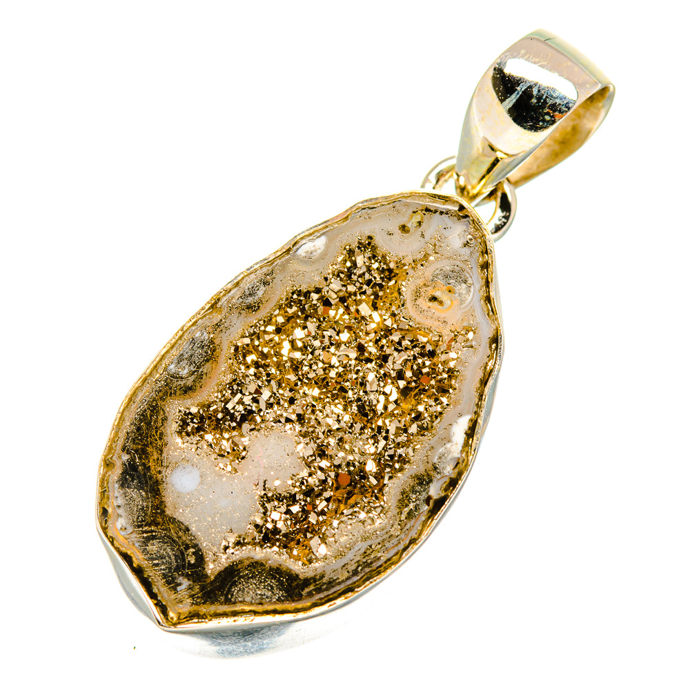 Pyrite Druzy Pendants handcrafted by Anasilvercos - PD10776