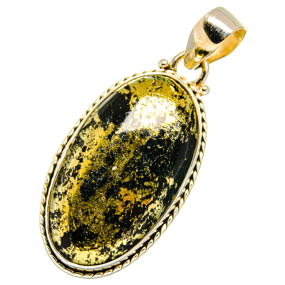Pyrite In Black Onyx Pendants handcrafted by Anasilvercos - PD10835
