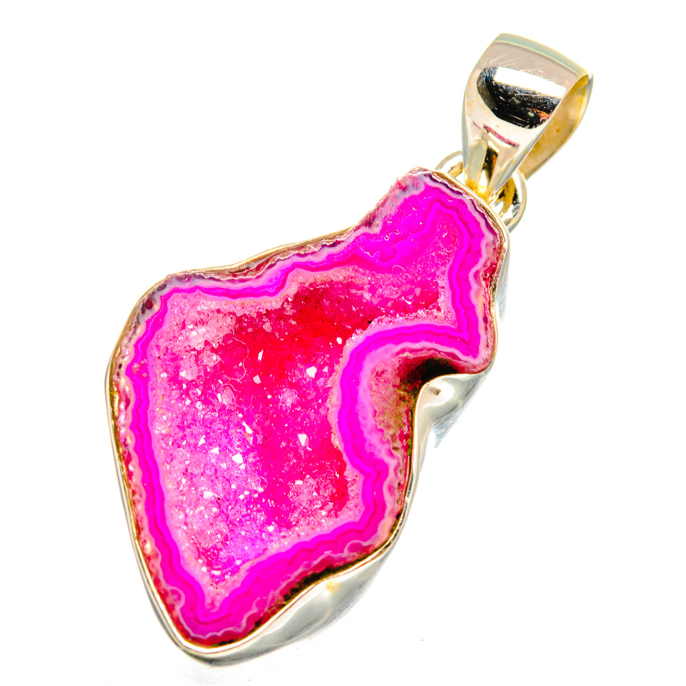 Pink Geode Slice Pendants handcrafted by Anasilvercos - PD10852