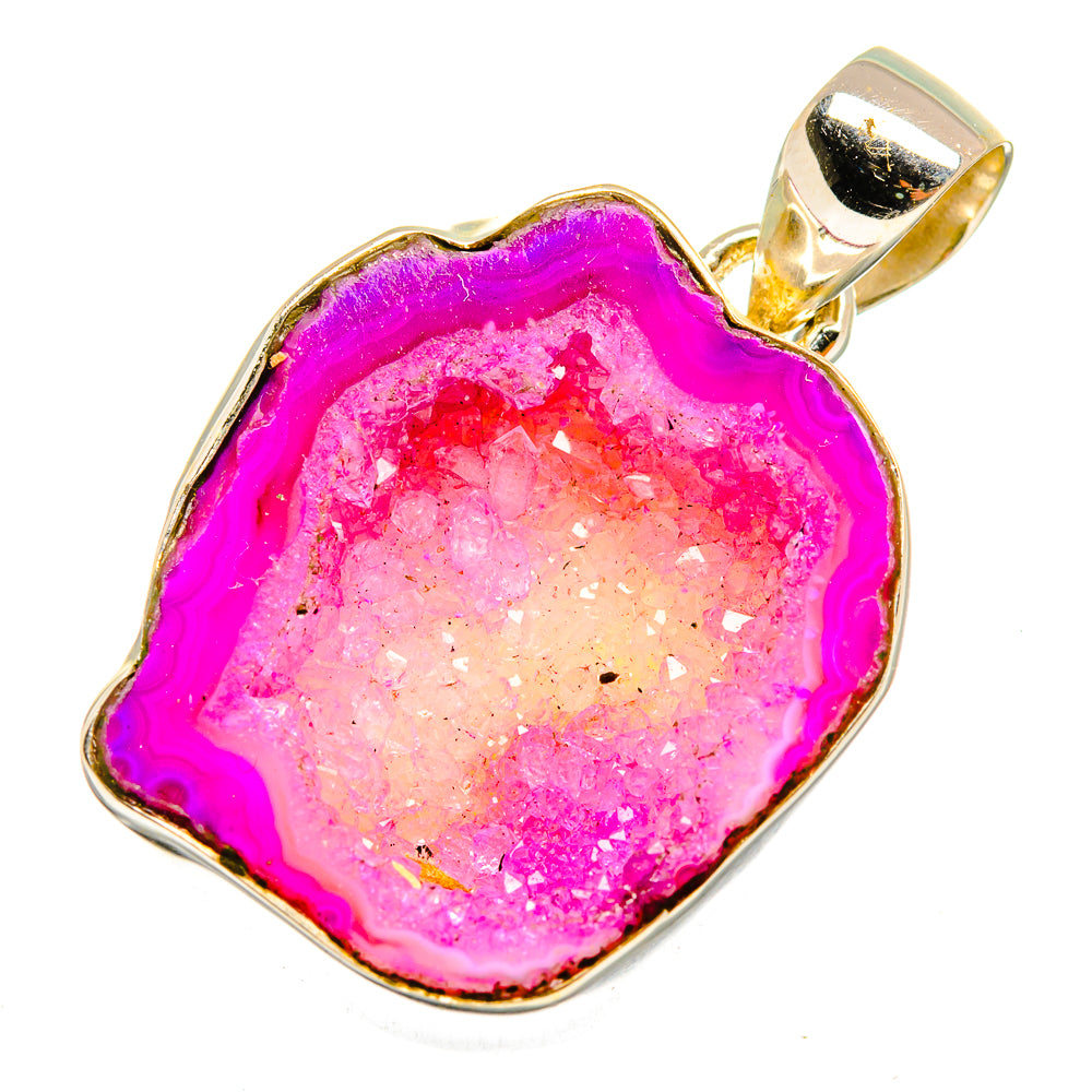 Pink Geode Slice Pendants handcrafted by Anasilvercos - PD10860