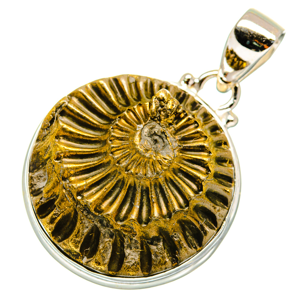 Pyrite Fossil Pendants handcrafted by Anasilvercos - PD10940