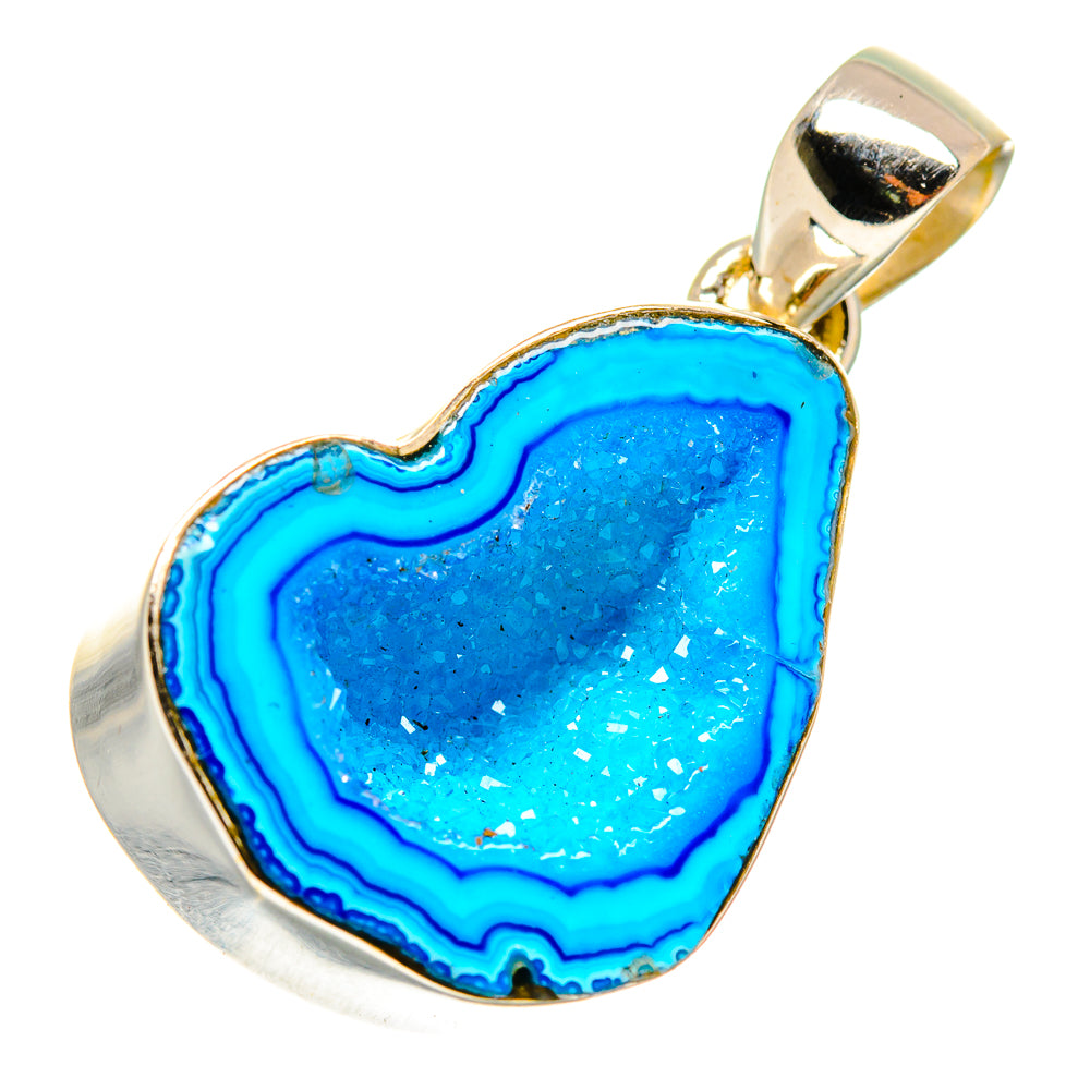 Blue Geode Slice Pendants handcrafted by Anasilvercos - PD10965