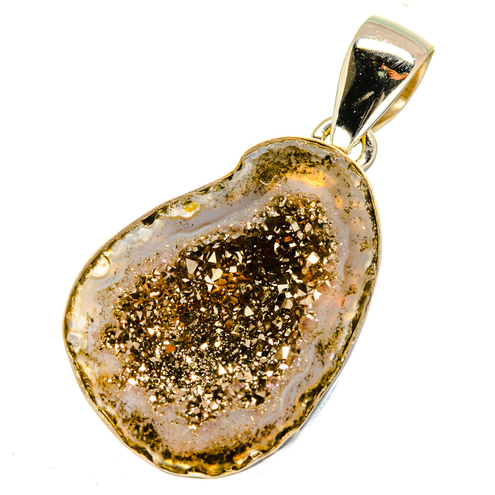 Pyrite Geode Slice Pendants handcrafted by Anasilvercos - PD11013