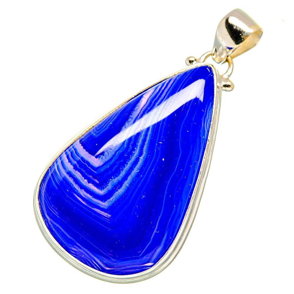 Blue Botswana Agate Pendants handcrafted by Anasilvercos - PD11020