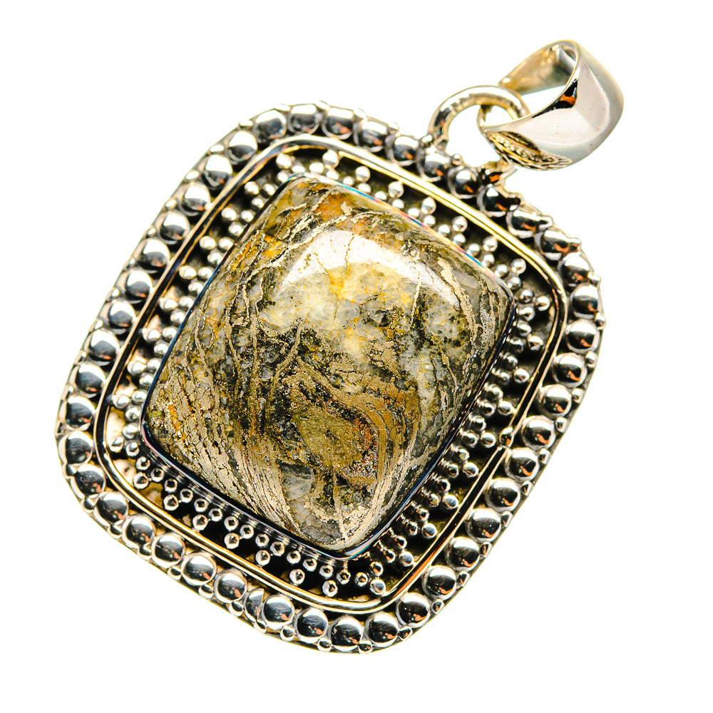 Pyrite Agate Pendants handcrafted by Anasilvercos - PD11102 - Photo 2