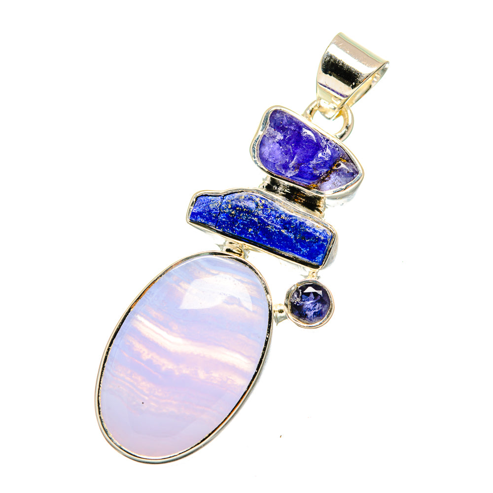 Blue Lace Agate Pendants handcrafted by Anasilvercos - PD11125