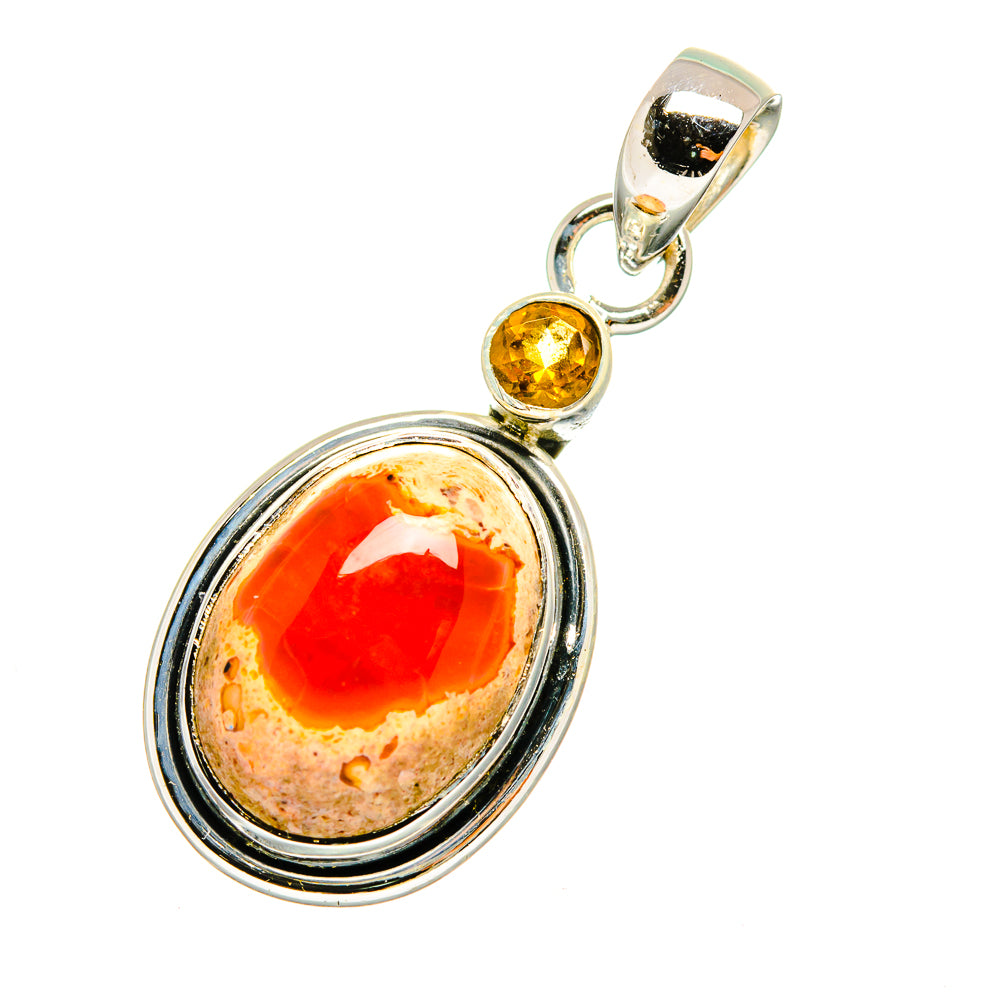 Mexican Fire Opal Pendants handcrafted by Anasilvercos - PD11217