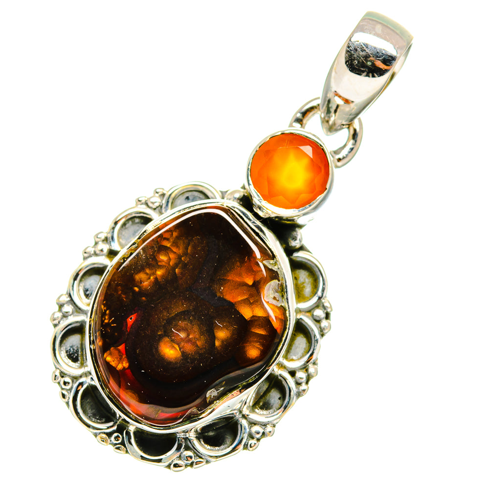Mexican Fire Agate Pendants handcrafted by Anasilvercos - PD11270