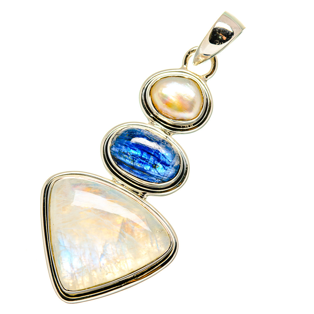 Rainbow Moonstone Pendants handcrafted by Anasilvercos - PD11311