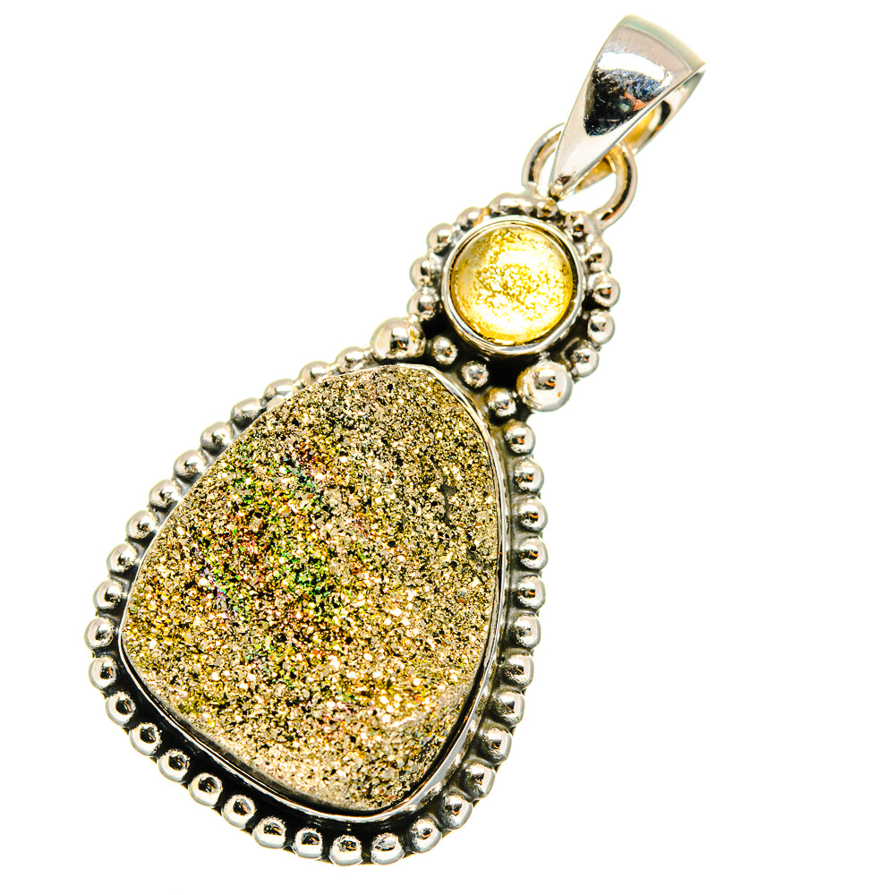 Spectro Pyrite Druzy Pendants handcrafted by Anasilvercos - PD11328