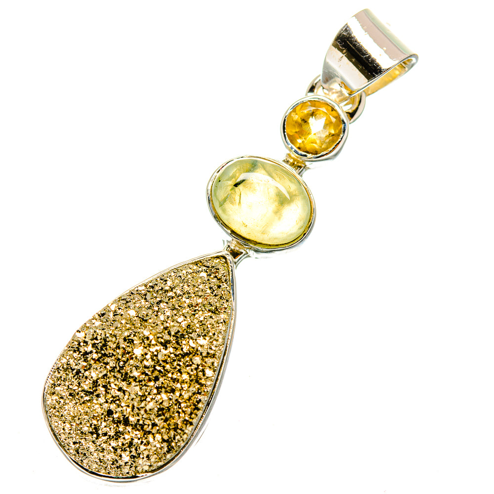 Pyrite Druzy Pendants handcrafted by Anasilvercos - PD11336
