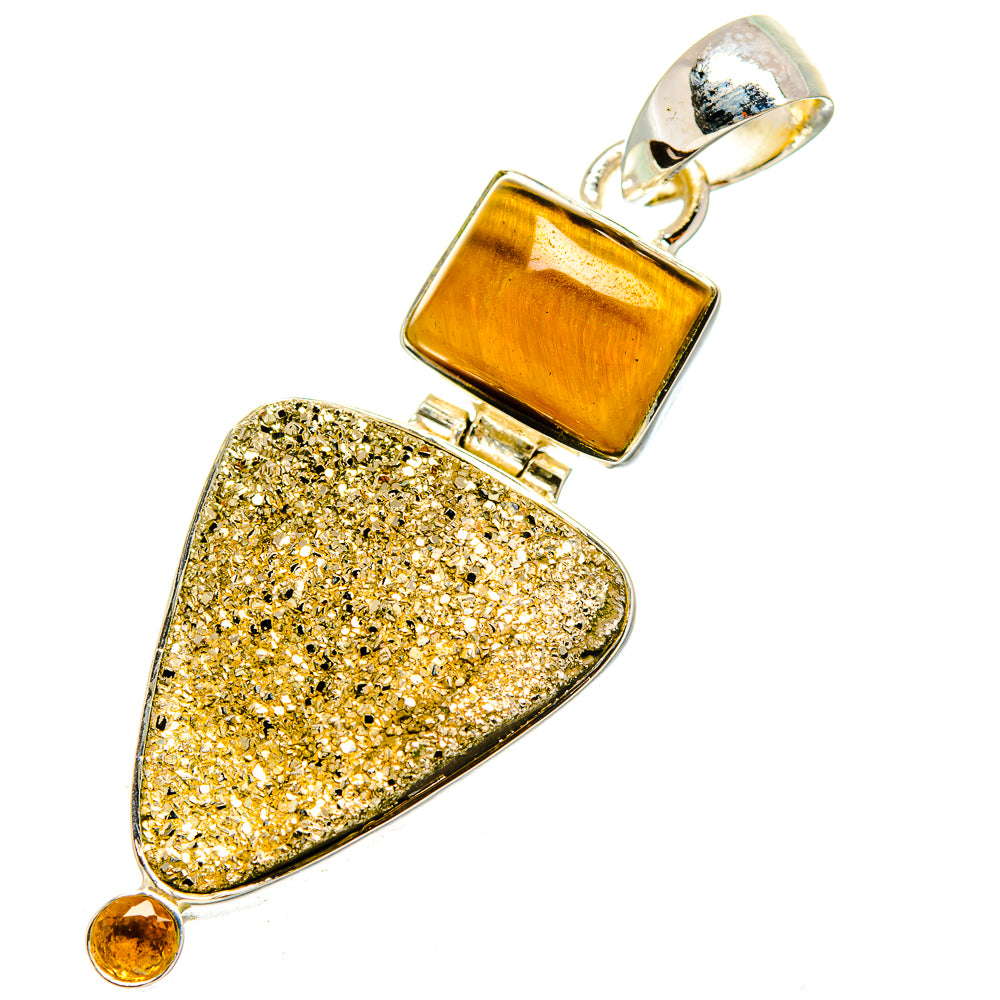 Pyrite Druzy Pendants handcrafted by Anasilvercos - PD11339