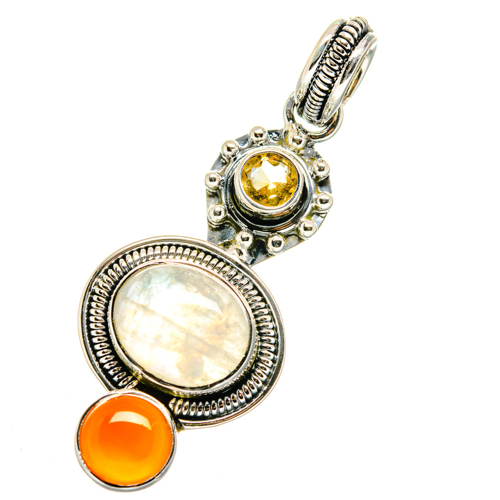Rainbow Moonstone Pendants handcrafted by Anasilvercos - PD11424