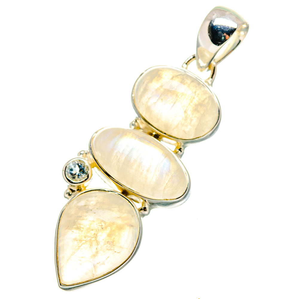 Rainbow Moonstone Pendants handcrafted by Anasilvercos - PD11519