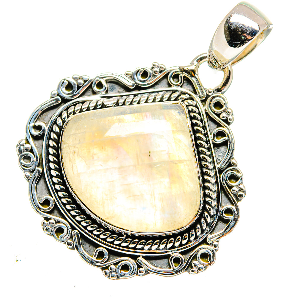 Rainbow Moonstone Pendants handcrafted by Anasilvercos - PD11537