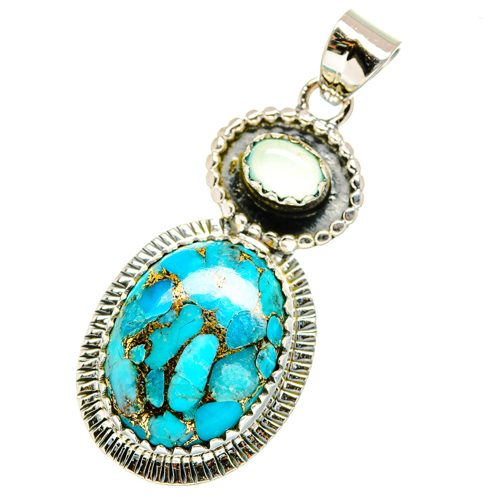 Blue Copper Composite Turquoise Pendants handcrafted by Anasilvercos - PD11553