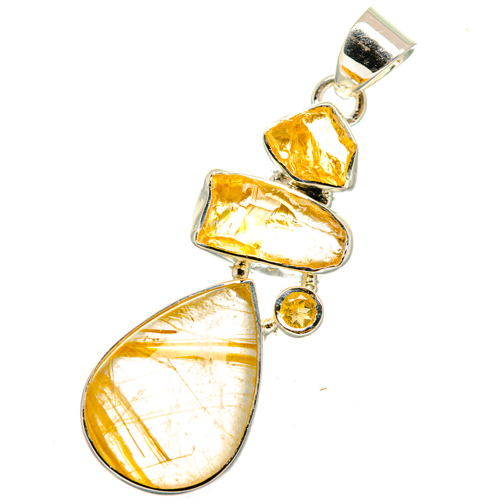 Rutilated Quartz Pendants handcrafted by Anasilvercos - PD11558