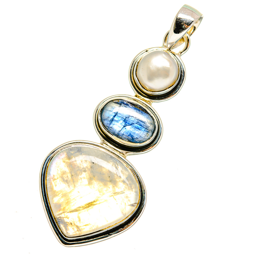 Rainbow Moonstone Pendants handcrafted by Anasilvercos - PD11809