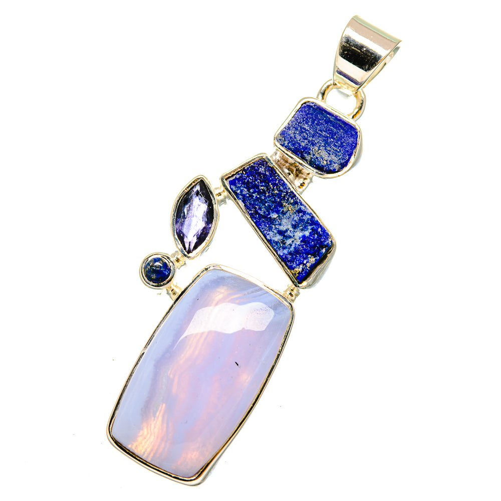 Blue Lace Agate Pendants handcrafted by Anasilvercos - PD11950