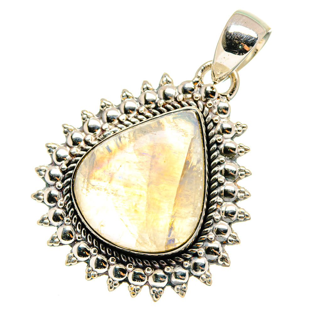 Rainbow Moonstone Pendants handcrafted by Anasilvercos - PD12284