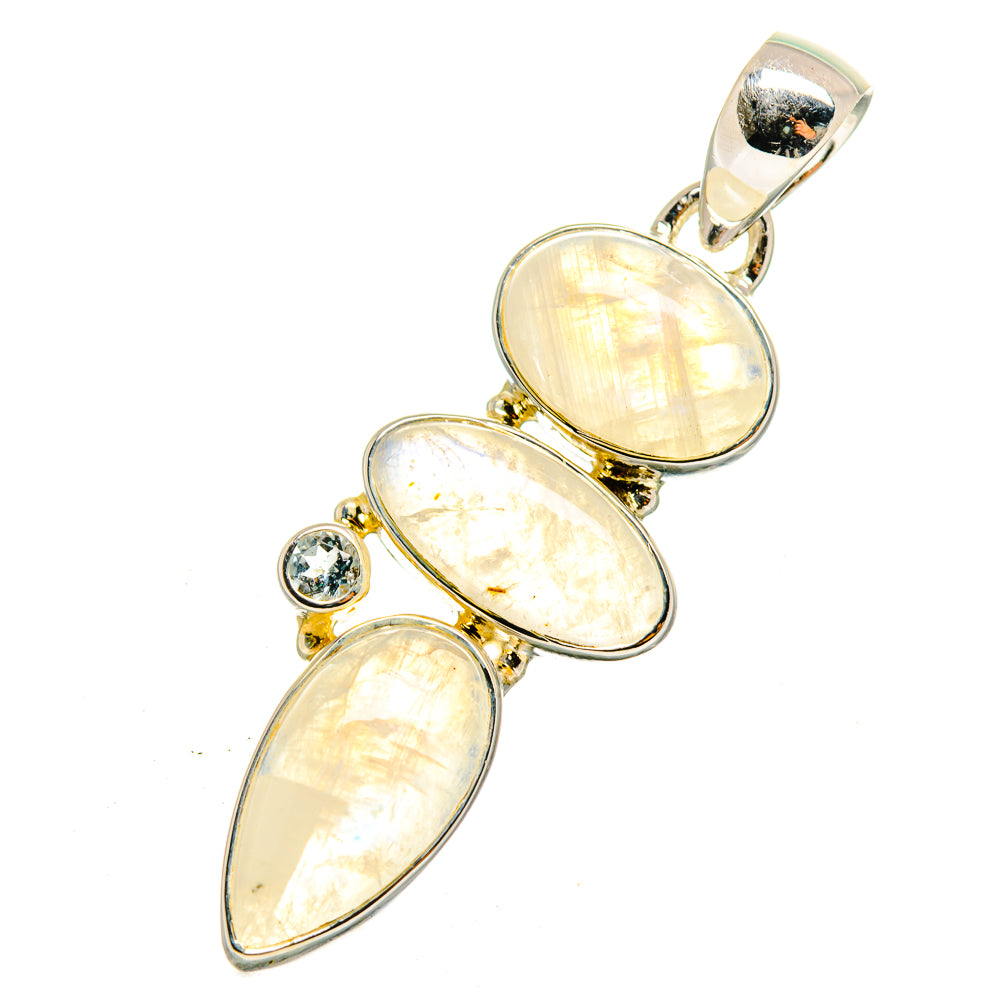 Rainbow Moonstone Pendants handcrafted by Anasilvercos - PD12405