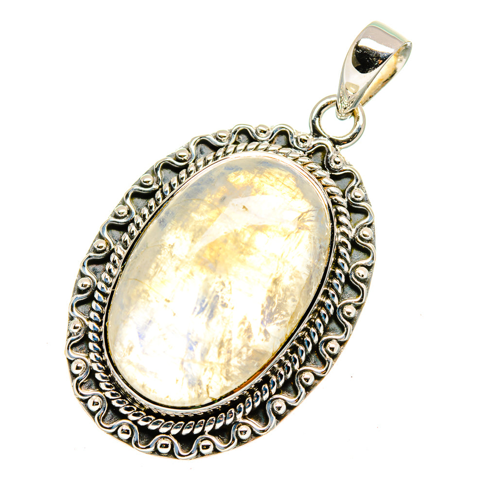 Rainbow Moonstone Pendants handcrafted by Anasilvercos - PD12551