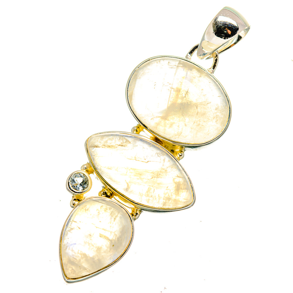 Rainbow Moonstone Pendants handcrafted by Anasilvercos - PD12557