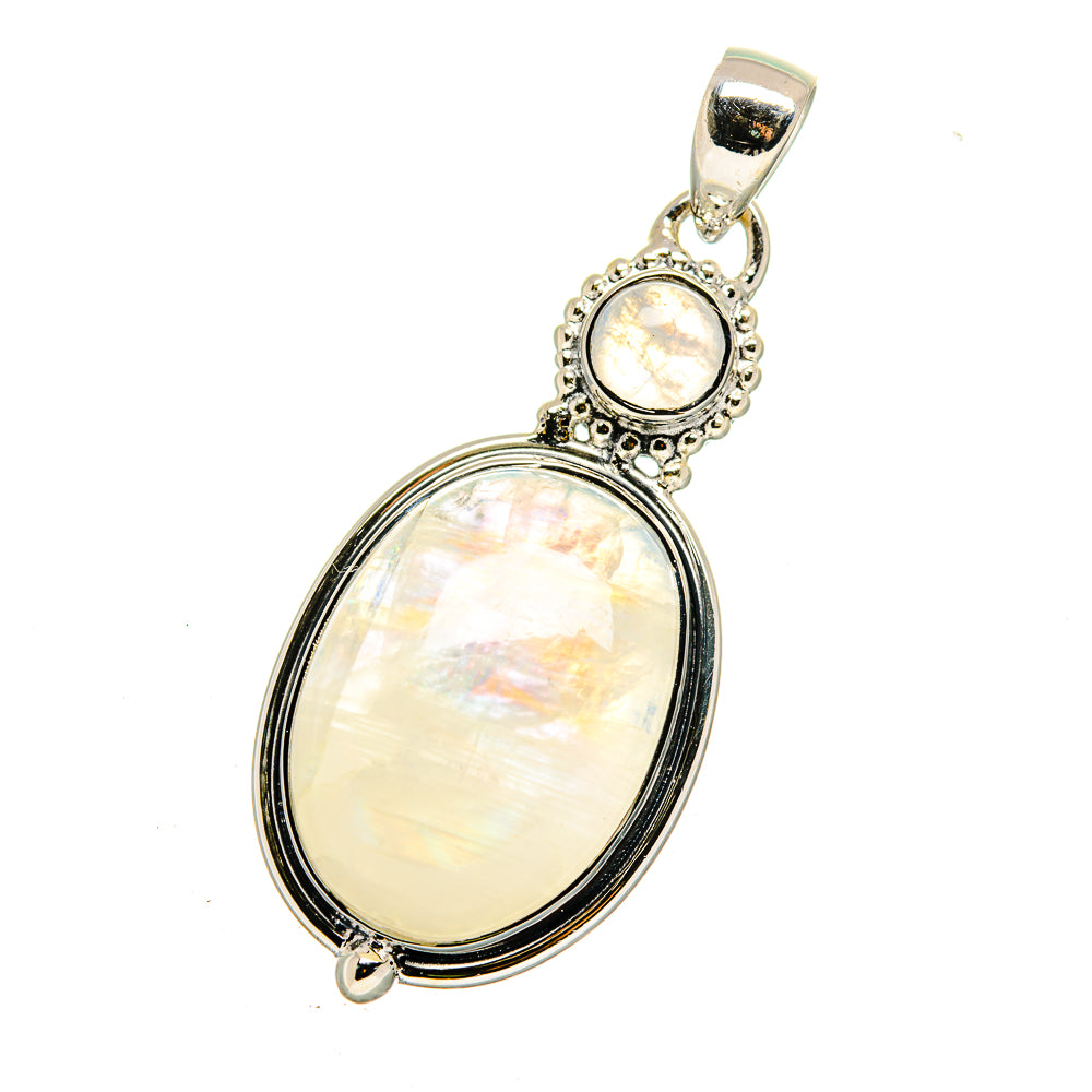 Rainbow Moonstone Pendants handcrafted by Anasilvercos - PD12573