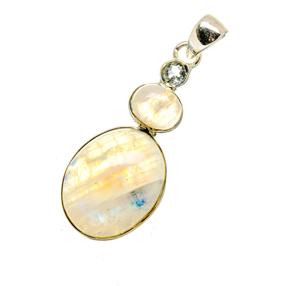 Rainbow Moonstone Pendants handcrafted by Anasilvercos - PD12610