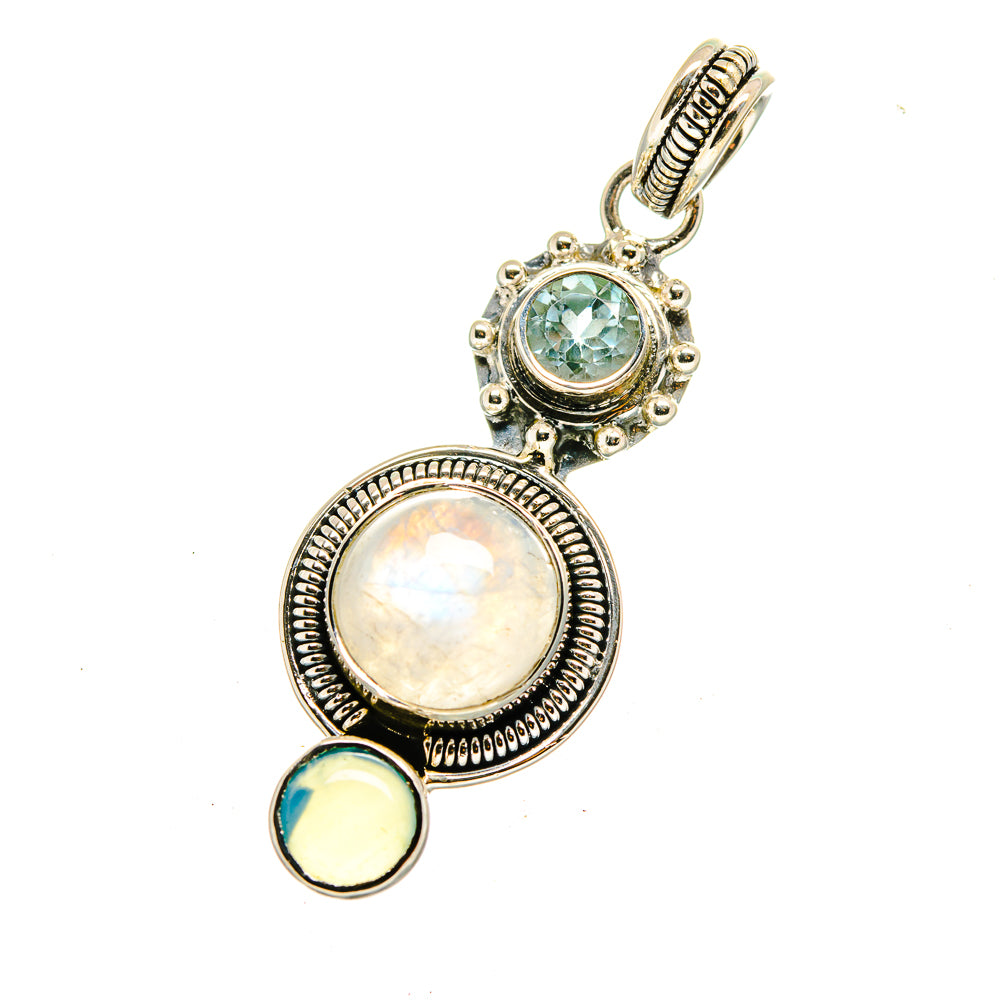 Rainbow Moonstone Pendants handcrafted by Anasilvercos - PD12626