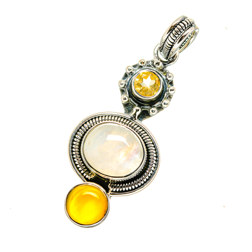 Rainbow Moonstone Pendants handcrafted by Anasilvercos - PD12648