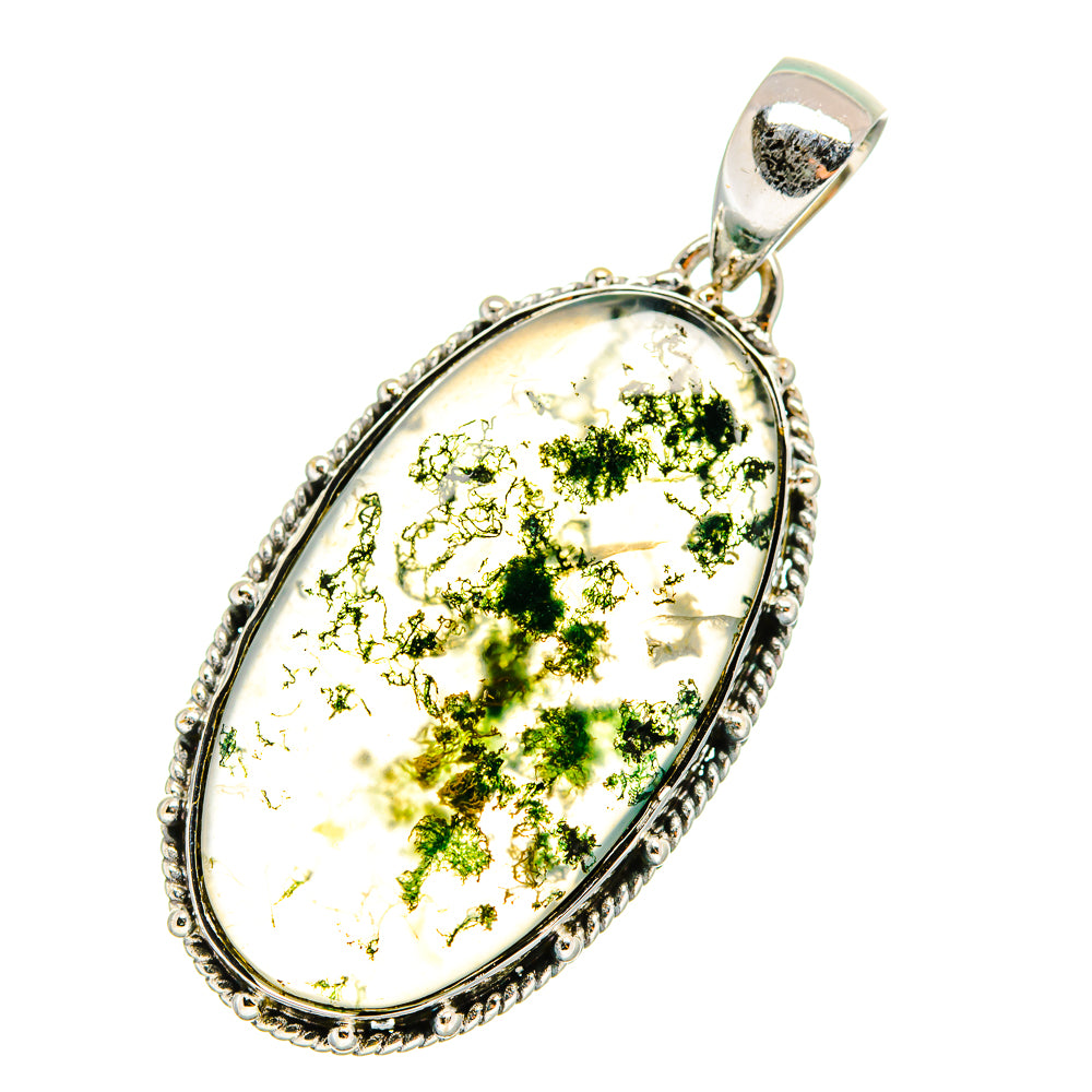 Green Moss Agate Pendants handcrafted by Anasilvercos - PD12671
