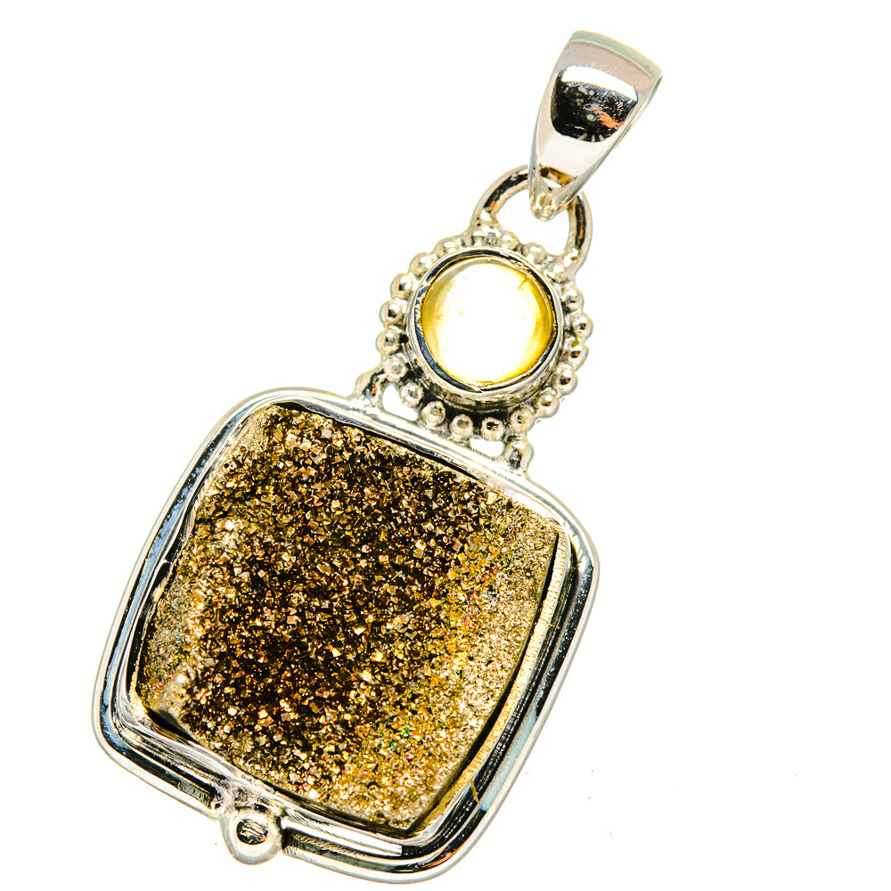 Spectro Pyrite Druzy Pendants handcrafted by Anasilvercos - PD12754