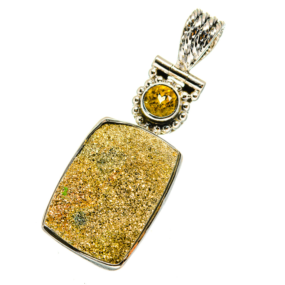 Spectro Pyrite Druzy Pendants handcrafted by Anasilvercos - PD12765