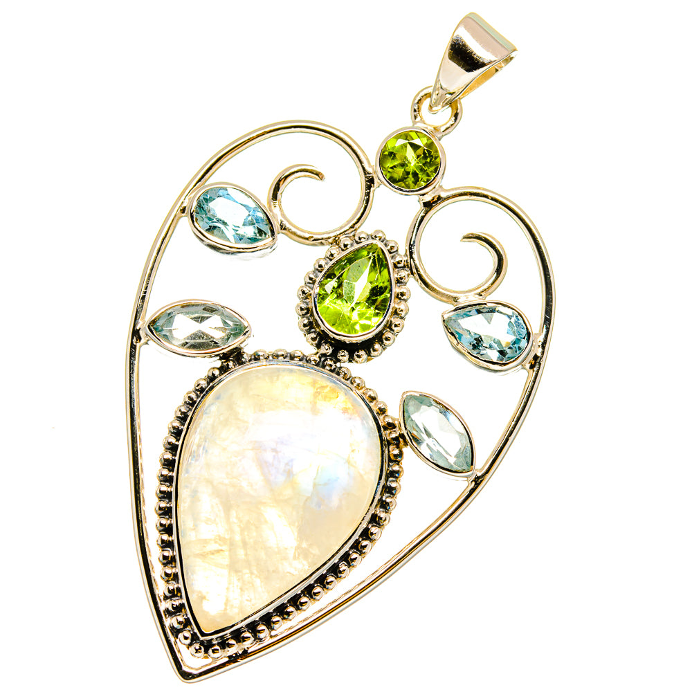 Rainbow Moonstone Pendants handcrafted by Anasilvercos - PD12771