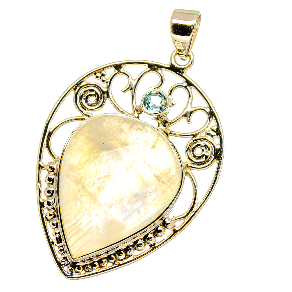 Rainbow Moonstone Pendants handcrafted by Anasilvercos - PD12772