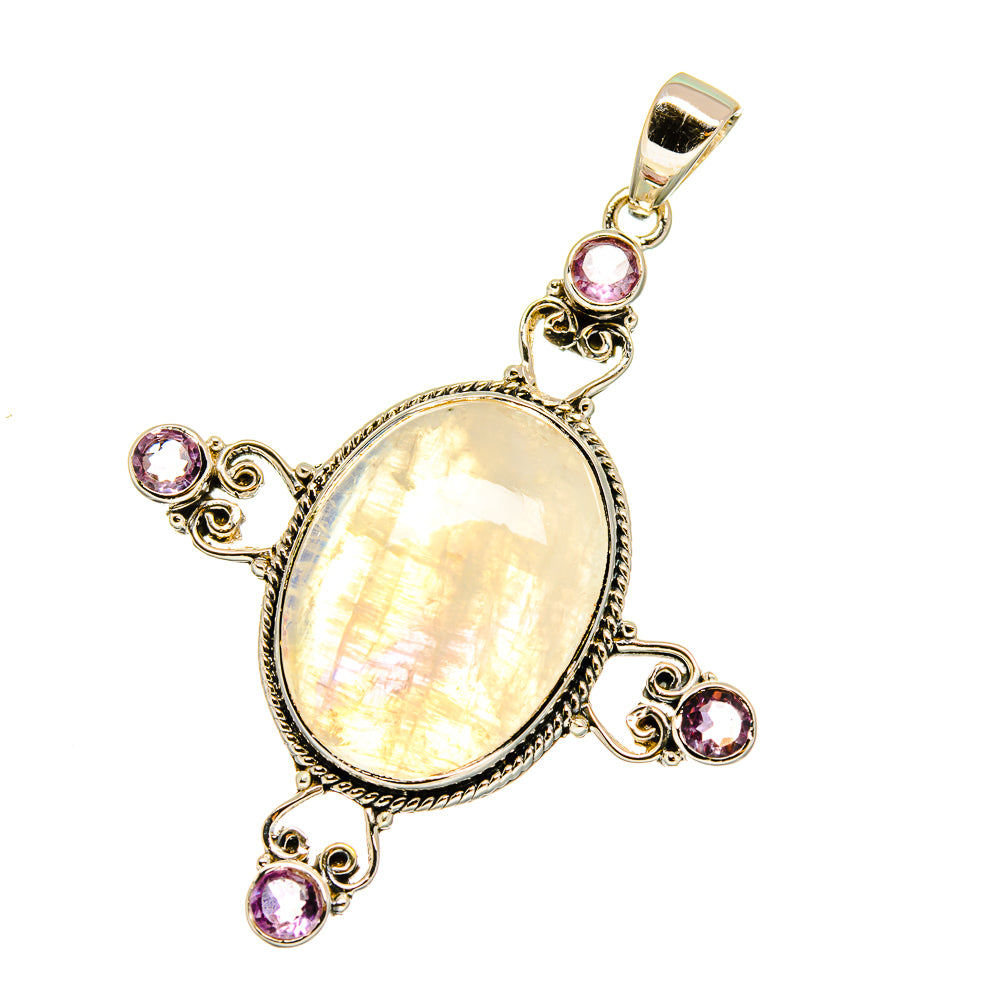 Rainbow Moonstone Pendants handcrafted by Anasilvercos - PD12780